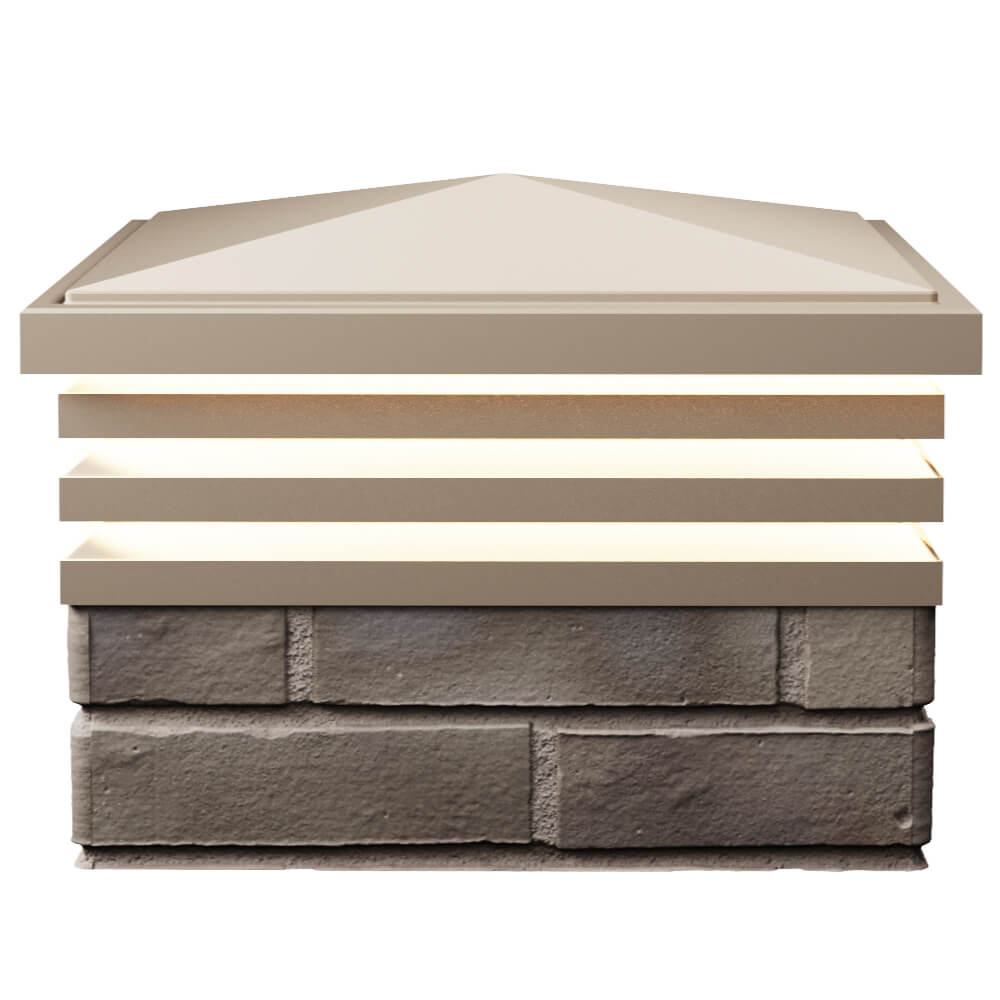 Колпак Zking Бона ХайТек Бежевый на столб 1.5х1.5 кирпича (385х385мм) с подсветкой в Белгороде фото