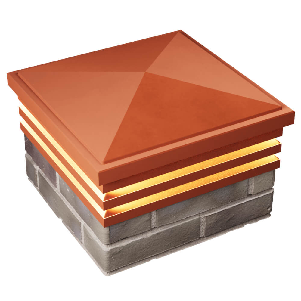 Колпак Zking Бона ХайТек Красный на столб 1.5х1.5 кирпича (385х385мм) с подсветкой в Белгороде фото