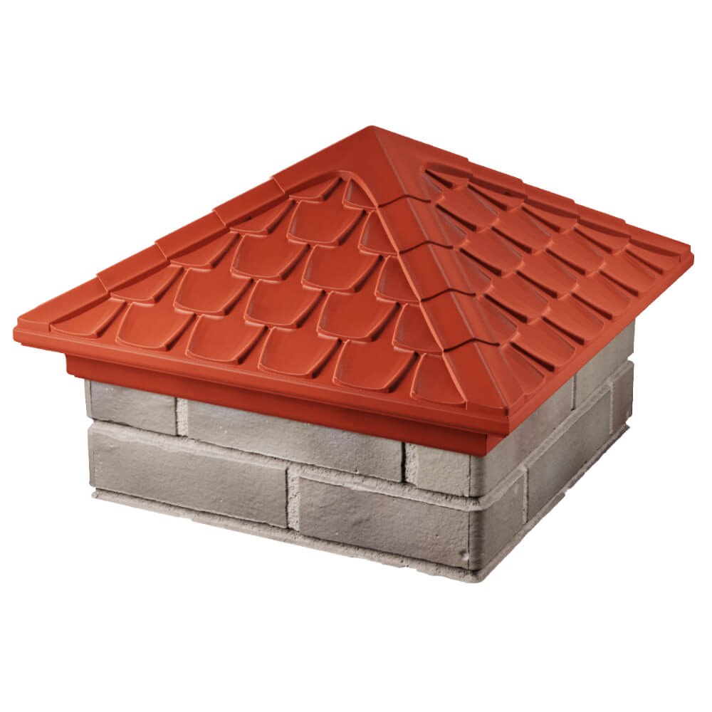 Колпак Zking Эльбрус Красный на столб 1.5х1.5 кирпича (385х385мм) в Белгороде фото