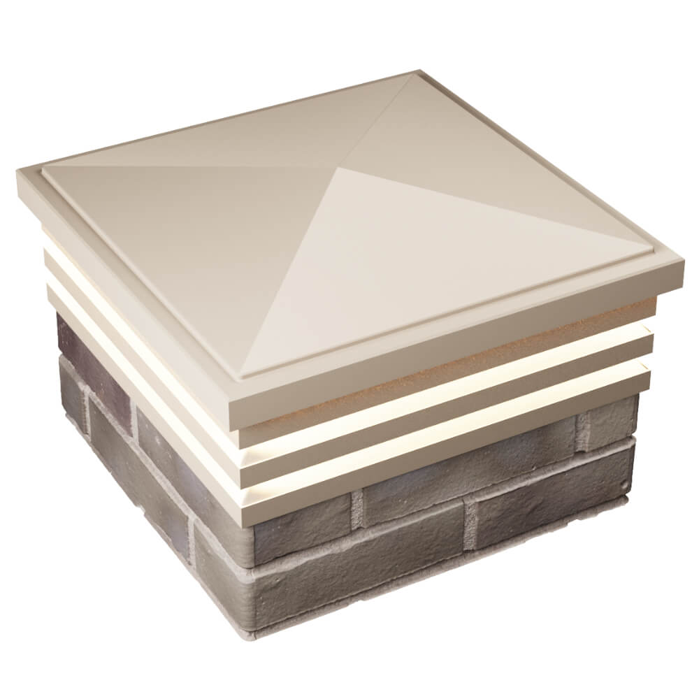 Колпак Zking Бона ХайТек Бежевый на столб 1.5х1.5 кирпича (385х385мм) с подсветкой в Белгороде фото