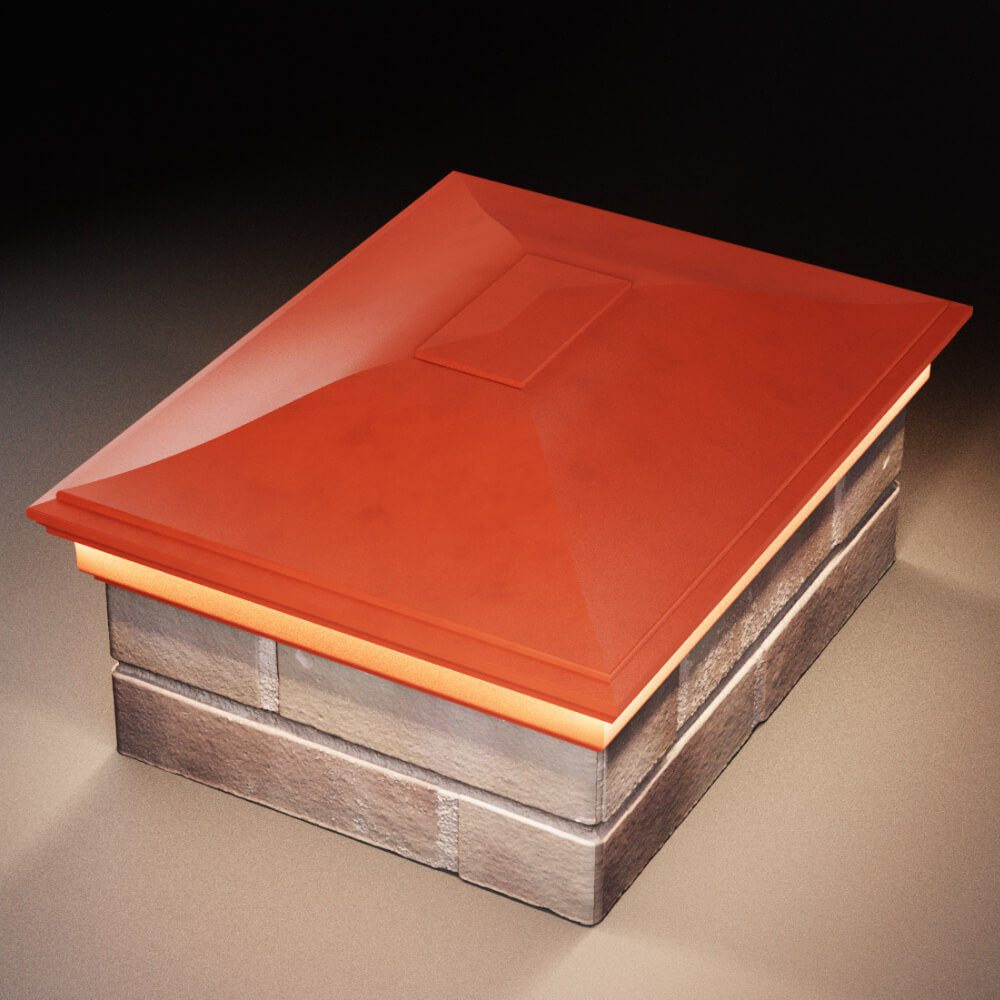 Колпак Zking Монблан Красный на столб 2х1.5 кирпича (515х385мм) c подсветкой в Белгороде фото