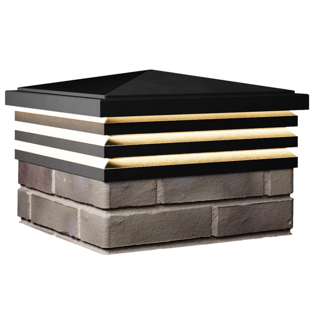 Колпак Zking Бона ХайТек Черный на столб 1.5х1.5 кирпича (385х385мм) с подсветкой в Белгороде фото