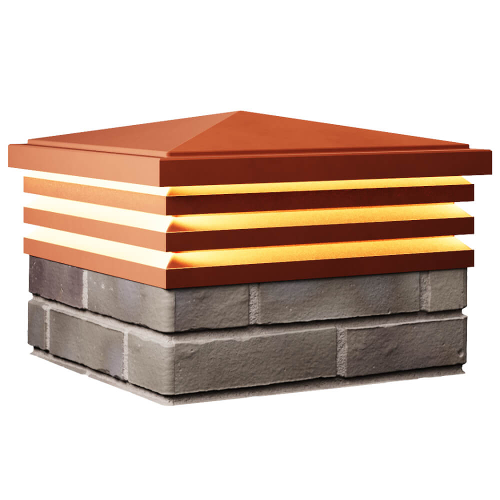 Колпак Zking Бона ХайТек Красный на столб 1.5х1.5 кирпича (385х385мм) с подсветкой в Белгороде фото