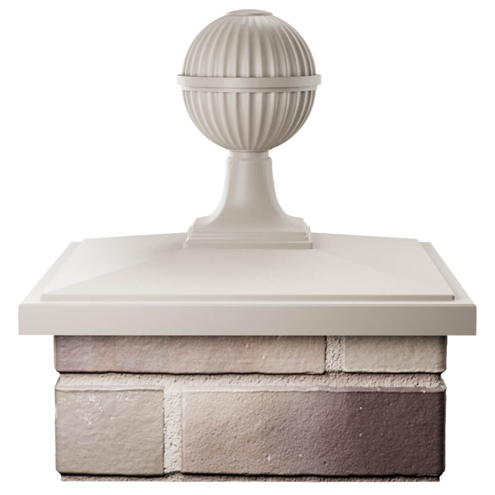 Колпак Zking БонаМоно Бежевый с шаром на столб 1.5х1.5 кирпича (385х385, 400х400мм) в сборе Белгород фото
