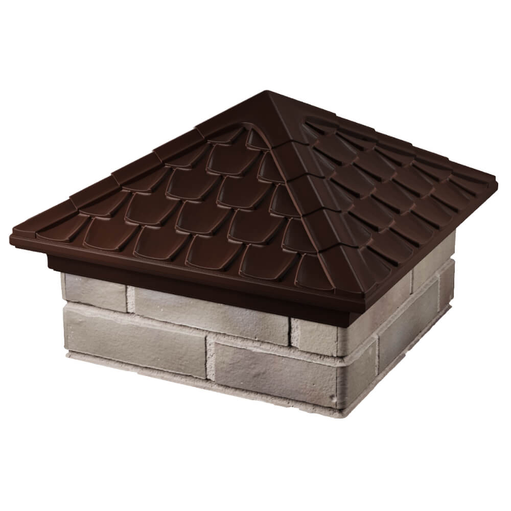 Колпак Zking Эльбрус Коричневый на столб 1.5х1.5 кирпича (385х385мм) в Белгороде фото