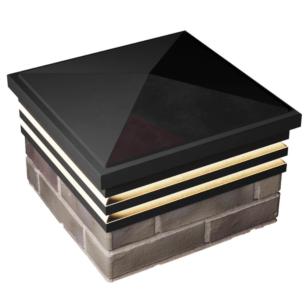 Колпак Zking Бона ХайТек Черный на столб 1.5х1.5 кирпича (385х385мм) с подсветкой в Белгороде фото