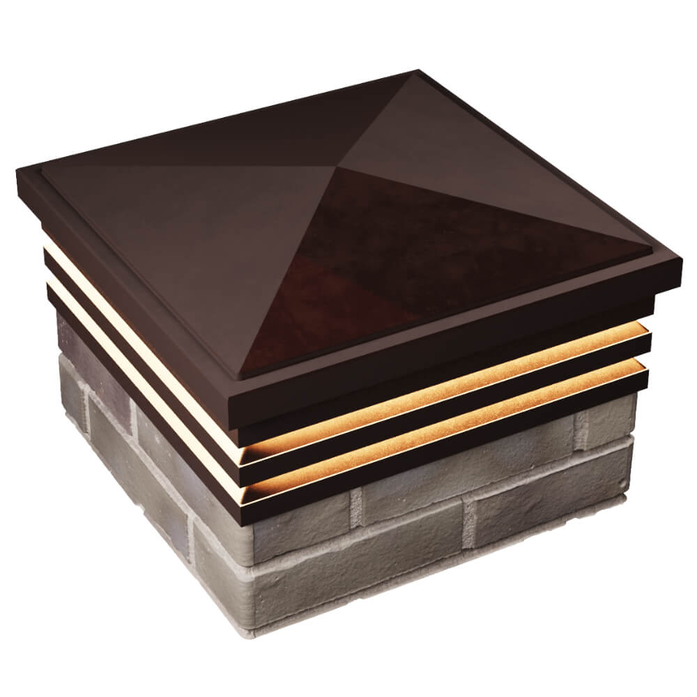 Колпак Zking Бона ХайТек Коричневый на столб 1.5х1.5 кирпича (385х385мм) с подсветкой в Белгороде фото