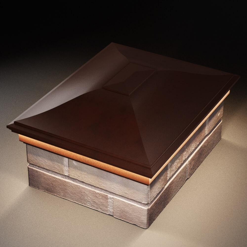 Колпак Zking Монблан Коричневый на столб 2х1.5 кирпича (515х385мм) c подсветкой в Белгороде фото