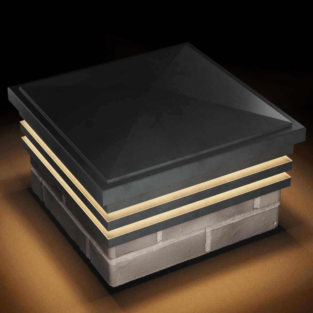 Колпак Zking Бона ХайТек Серый на столб 1.5х1.5 кирпича (385х385мм) с подсветкой в Белгороде фото