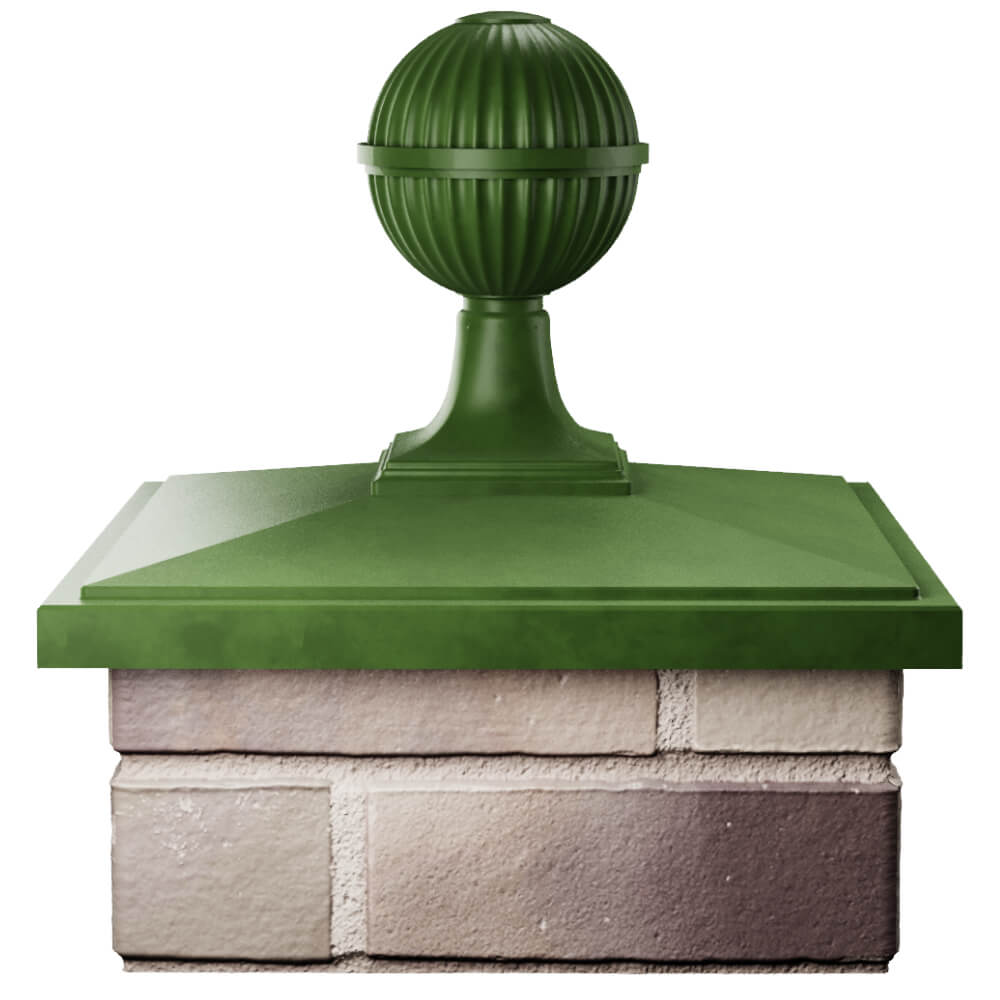 Колпак Zking БонаМоно Зеленый с шаром на столб 1.5х1.5 кирпича (385х385, 400х400мм) в сборе Белгород фото