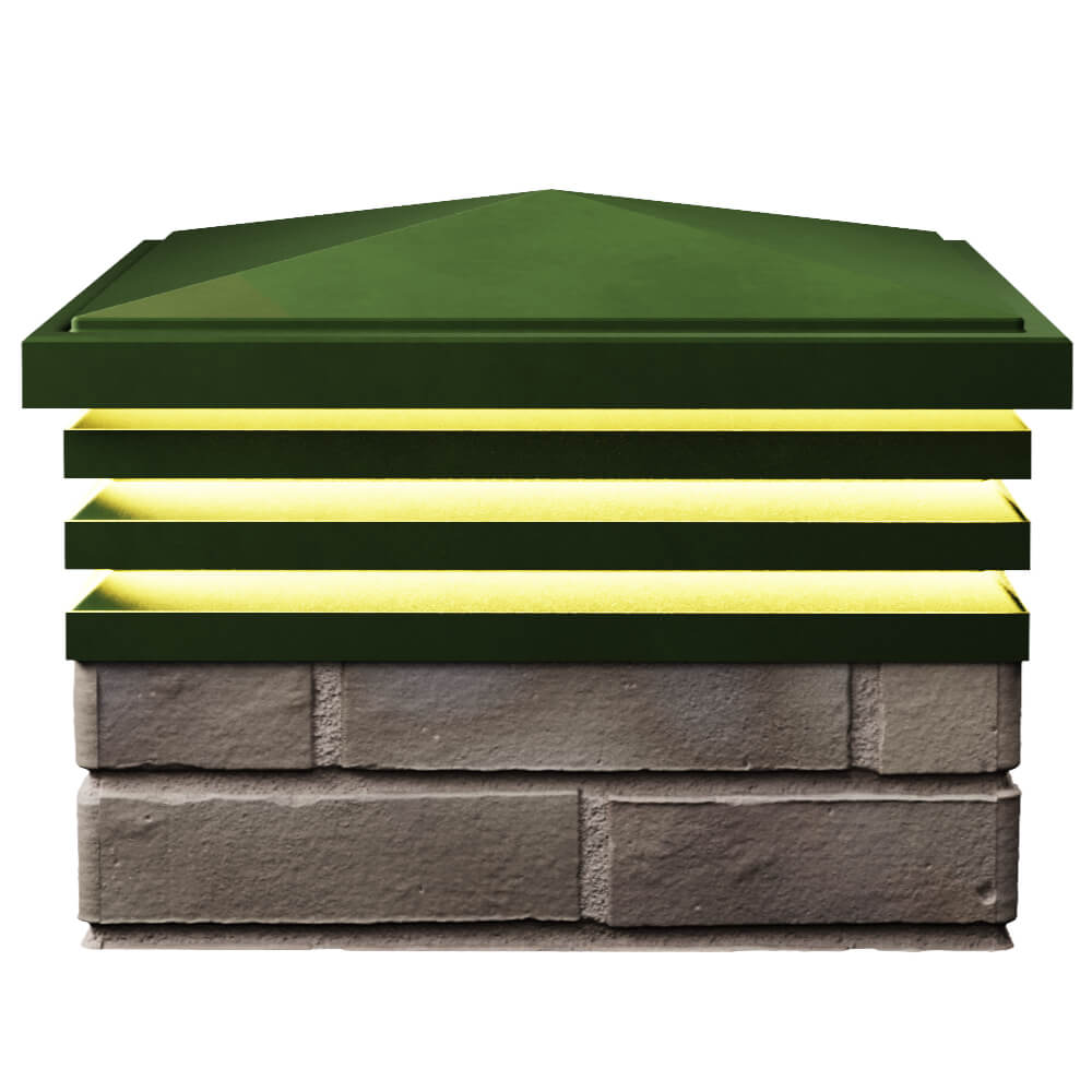 Колпак Zking Бона ХайТек Зеленый на столб 1.5х1.5 кирпича (385х385мм) с подсветкой в Белгороде фото