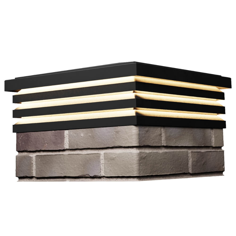 Колпак Zking Бона ХайТек Черный на столб 1.5х1.5 кирпича (385х385мм) с подсветкой в Белгороде фото