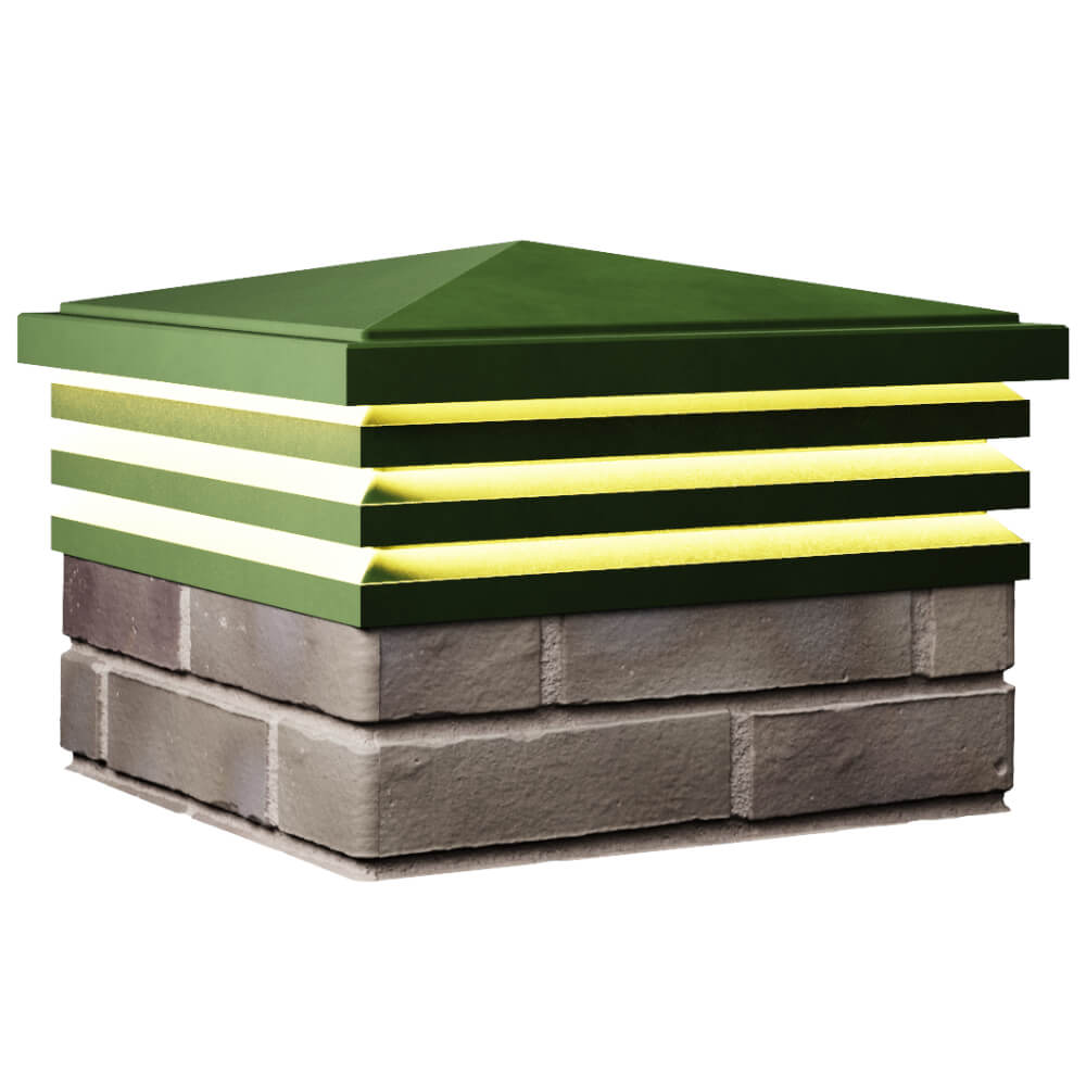 Колпак Zking Бона ХайТек Зеленый на столб 1.5х1.5 кирпича (385х385мм) с подсветкой в Белгороде фото