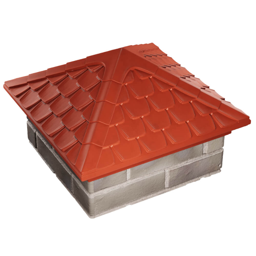 Колпак Zking Эльбрус Красный на столб 1.5х1.5 кирпича (385х385мм) в Белгороде фото