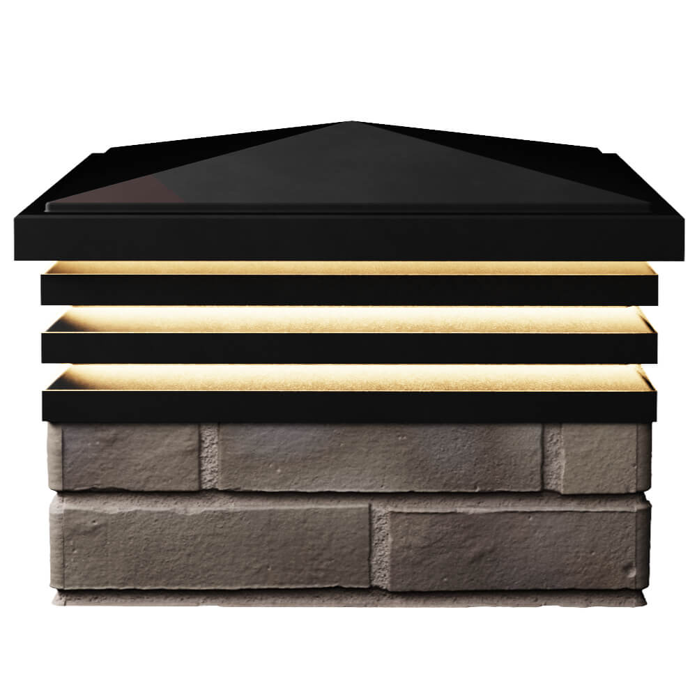 Колпак Zking Бона ХайТек Черный на столб 1.5х1.5 кирпича (385х385мм) с подсветкой в Белгороде фото