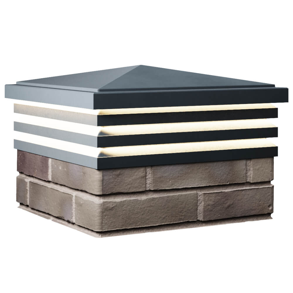 Колпак Zking Бона ХайТек Серый на столб 1.5х1.5 кирпича (385х385мм) с подсветкой в Белгороде фото