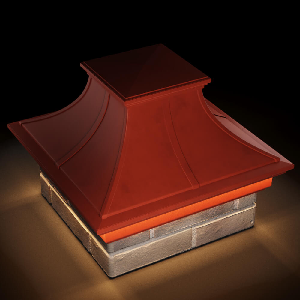Колпак Zking Монблан Премиум Красный на столб 1.5х1.5 кирпича (385х385мм) с подсветкой в Белгороде фото