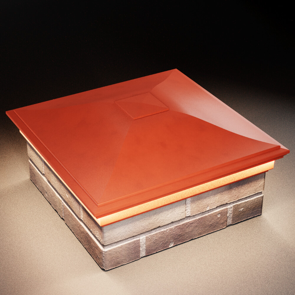 Колпак Zking Монблан Красный на столб 2х2 кирпича (515х515мм) c подсветкой в Белгороде фото