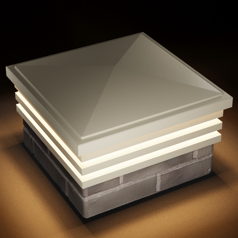 Колпак Zking Бона ХайТек Бежевый на столб 1.5х1.5 кирпича (385х385мм) с подсветкой в Белгороде фото