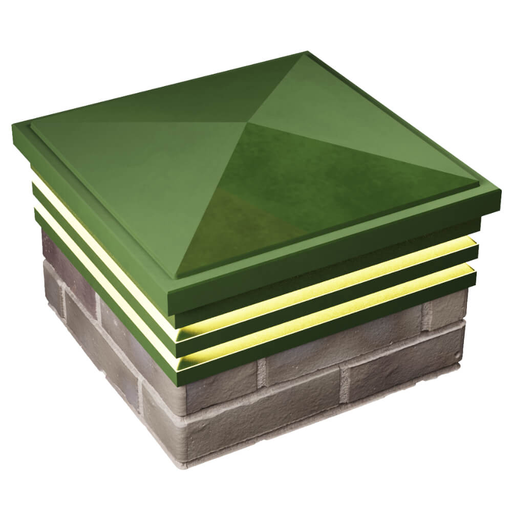 Колпак Zking Бона ХайТек Зеленый на столб 1.5х1.5 кирпича (385х385мм) с подсветкой в Белгороде фото