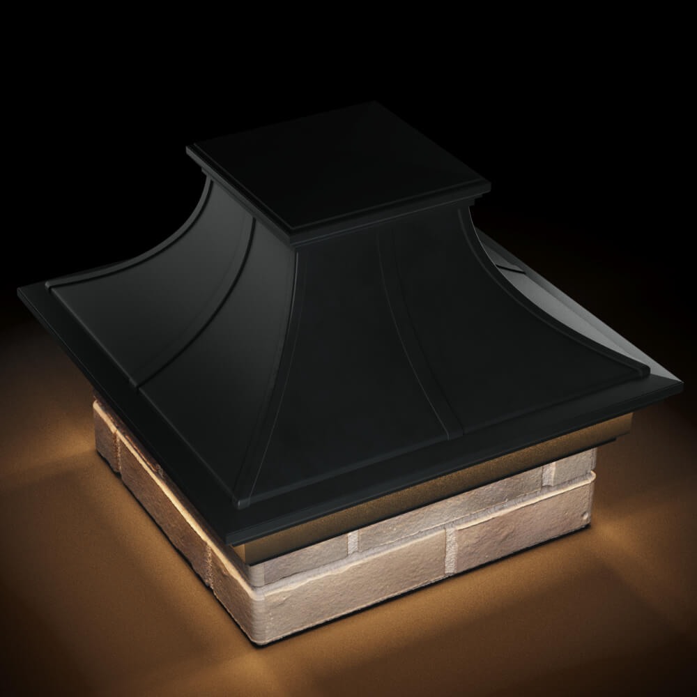 Колпак Zking Монблан Премиум Черный на столб 1.5х1.5 кирпича (385х385мм) с подсветкой в Белгороде фото