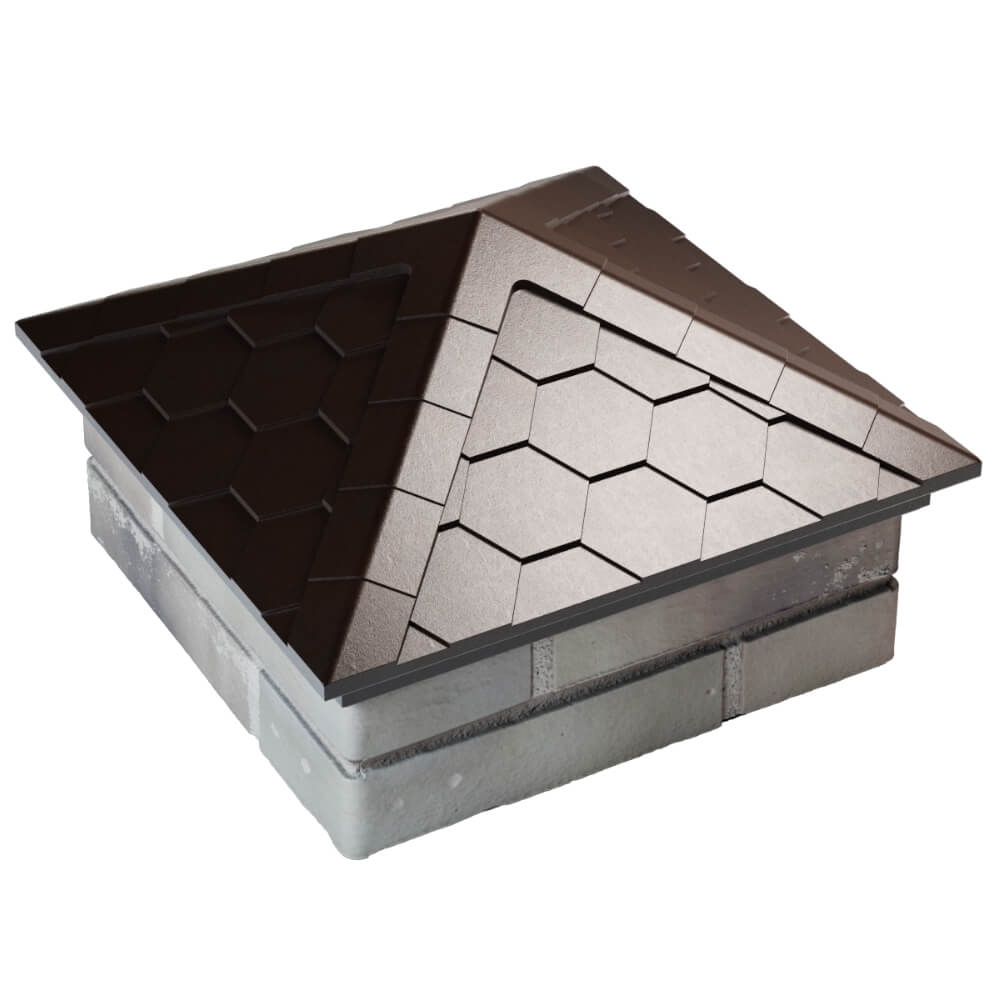 Колпак Zking Эверест Коричневый на столб 1.5х1.5 кирпича (390х390мм) в Белгороде фото