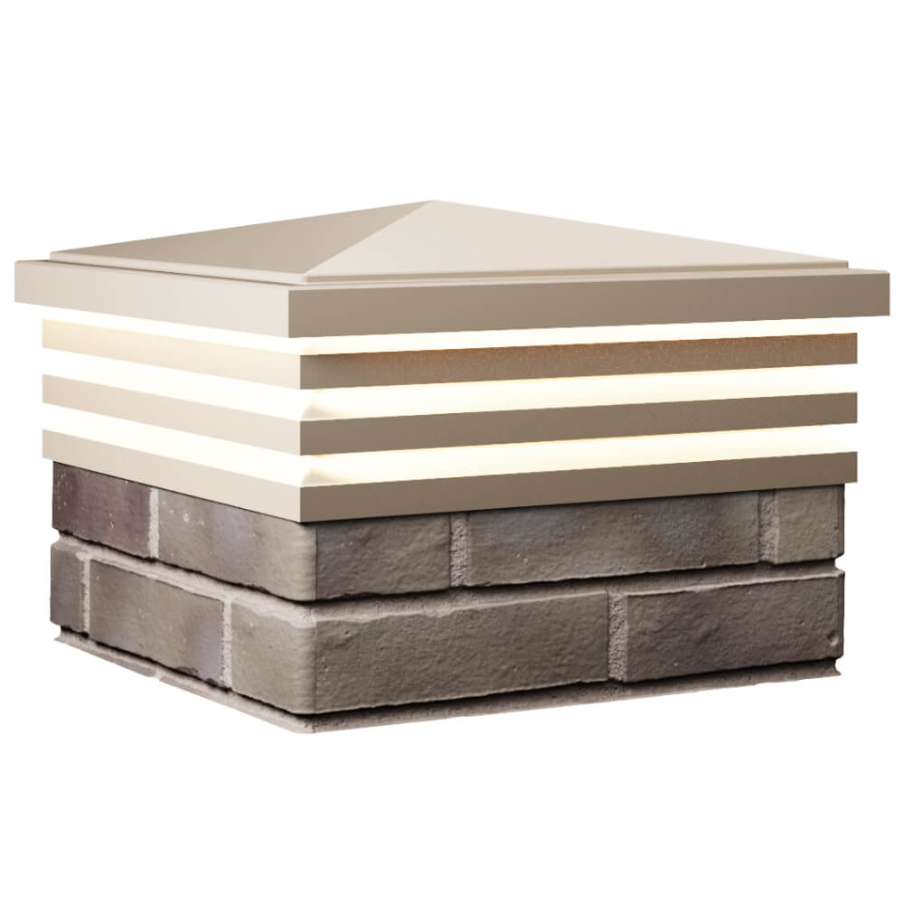 Колпак Zking Бона ХайТек Бежевый на столб 1.5х1.5 кирпича (385х385мм) с подсветкой в Белгороде фото