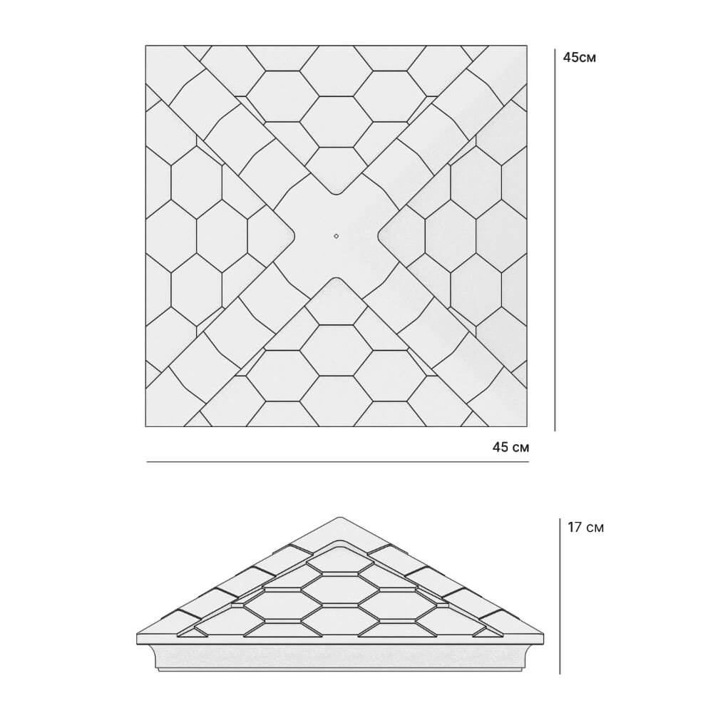 Колпак Zking Эверест Серый на столб 1.5х1.5 кирпича (390х390мм) в Белгороде фото