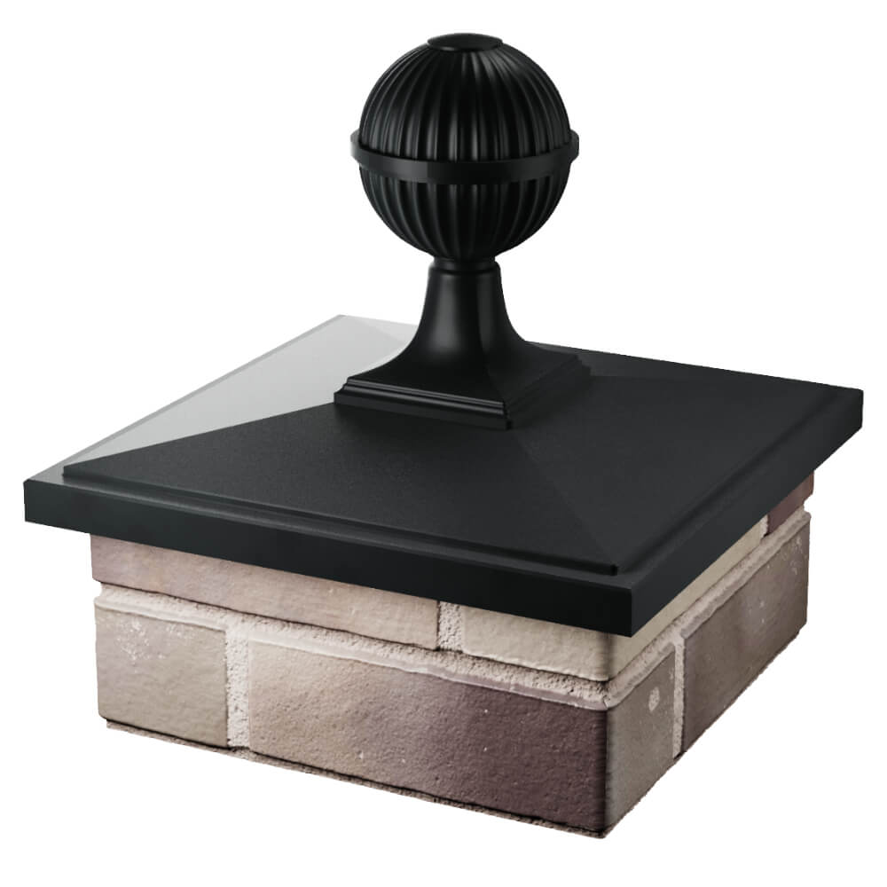 Колпак Zking БонаМоно Черный с шаром на столб 1.5х1.5 кирпича (385х385, 400х400мм) в сборе в Белгороде фото