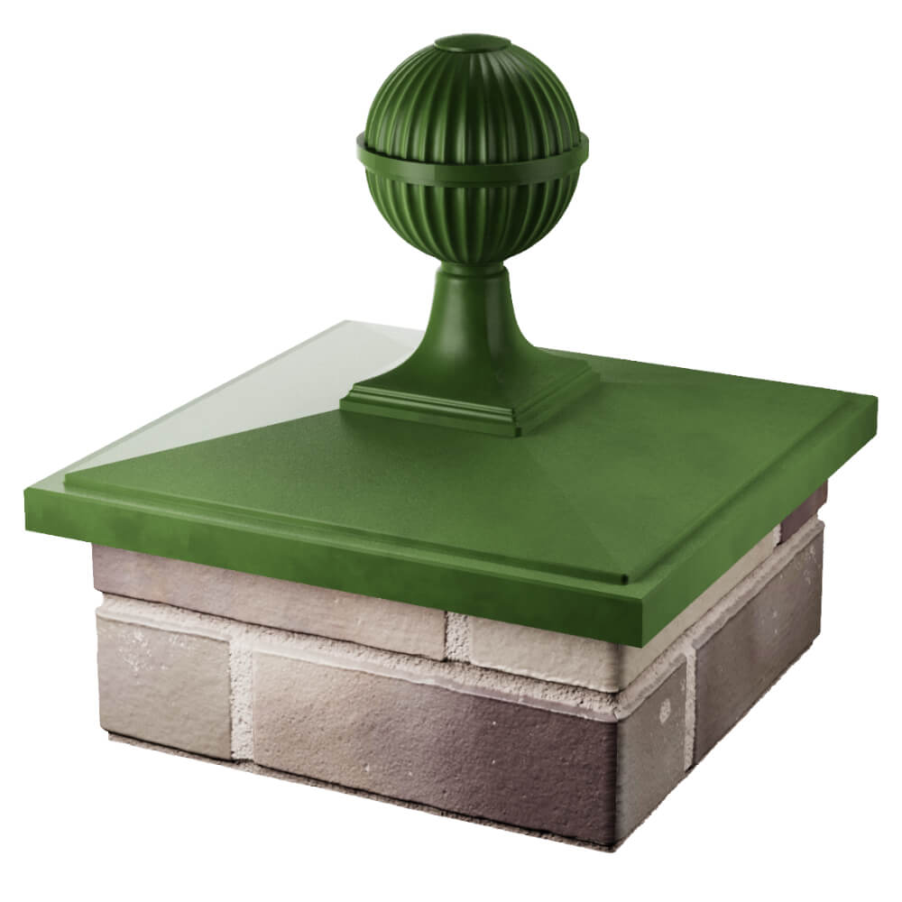 Колпак Zking БонаМоно Зеленый с шаром на столб 1.5х1.5 кирпича (385х385, 400х400мм) в сборе в Белгороде фото