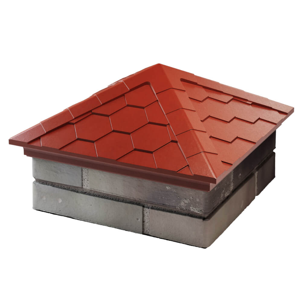 Колпак Zking Эверест Красный на столб 1.5х1.5 кирпича (390х390мм) в Белгороде фото