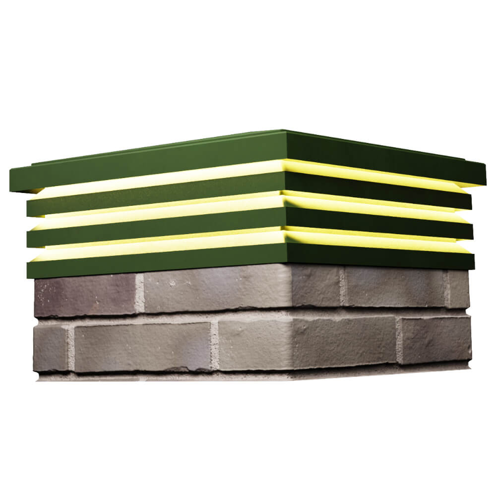 Колпак Zking Бона ХайТек Зеленый на столб 1.5х1.5 кирпича (385х385мм) с подсветкой в Белгороде фото