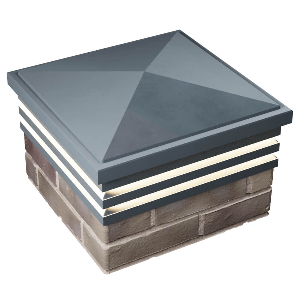 Колпак Zking Бона ХайТек Серый на столб 1.5х1.5 кирпича (385х385мм) с подсветкой в Белгороде фото