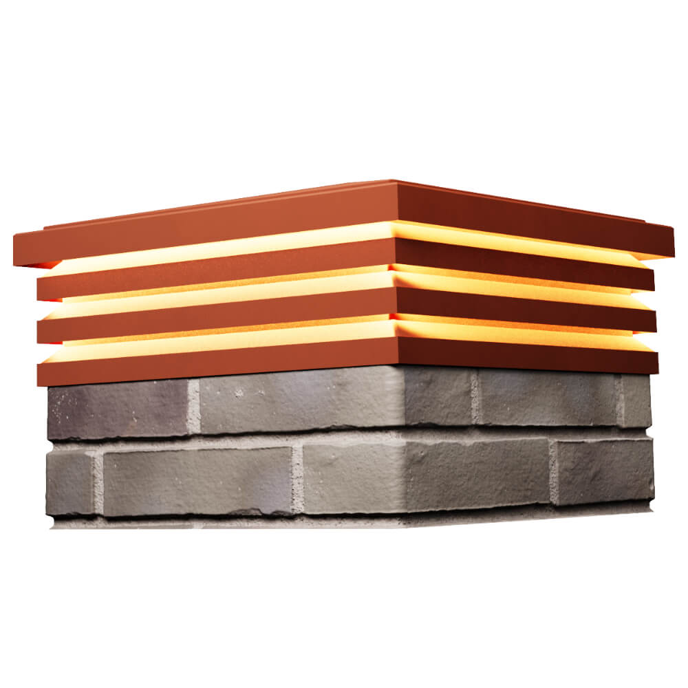 Колпак Zking Бона ХайТек Красный на столб 1.5х1.5 кирпича (385х385мм) с подсветкой в Белгороде фото