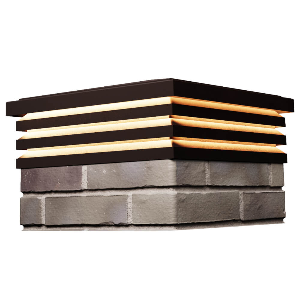 Колпак Zking Бона ХайТек Коричневый на столб 1.5х1.5 кирпича (385х385мм) с подсветкой в Белгороде фото