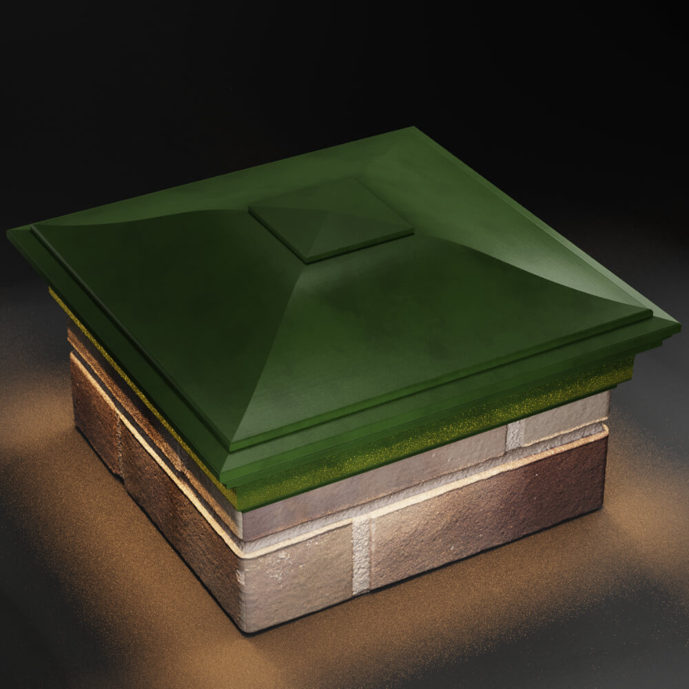 Колпак Zking Монблан Зеленый на столб 1.5х1.5 кирпича (385х385мм) с подсветкой в Белгороде фото