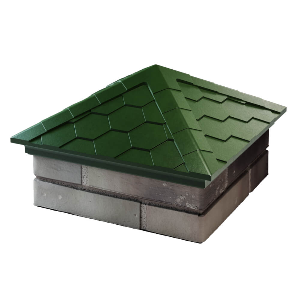 Колпак Zking Эверест Зеленый на столб 1.5х1.5 кирпича (390х390мм) в Белгороде фото