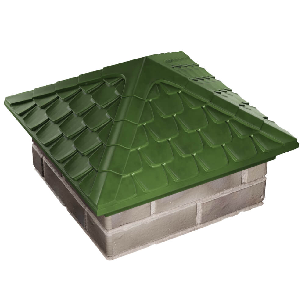 Колпак Zking Эльбрус Зеленый на столб 1.5х1.5 кирпича (385х385мм) в Белгороде фото