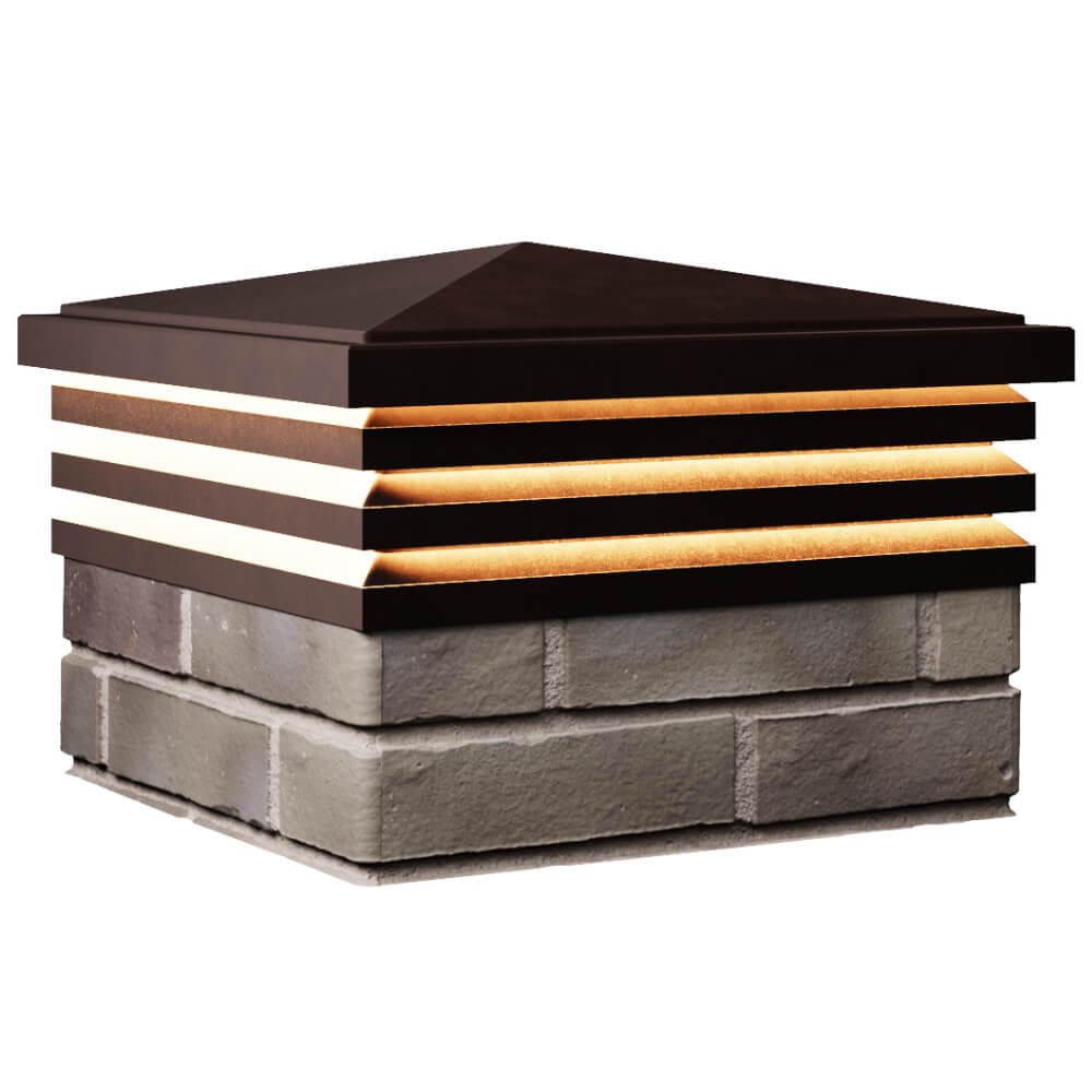 Колпак Zking Бона ХайТек Коричневый на столб 1.5х1.5 кирпича (385х385мм) с подсветкой в Белгороде фото