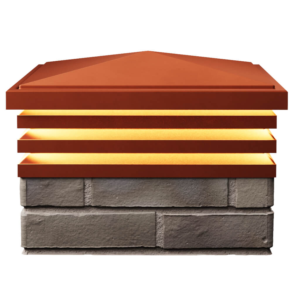 Колпак Zking Бона ХайТек Красный на столб 1.5х1.5 кирпича (385х385мм) с подсветкой в Белгороде фото