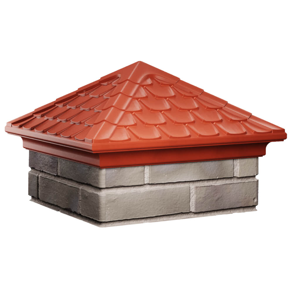 Колпак Zking Эльбрус Красный на столб 1.5х1.5 кирпича (385х385мм) в Белгороде фото