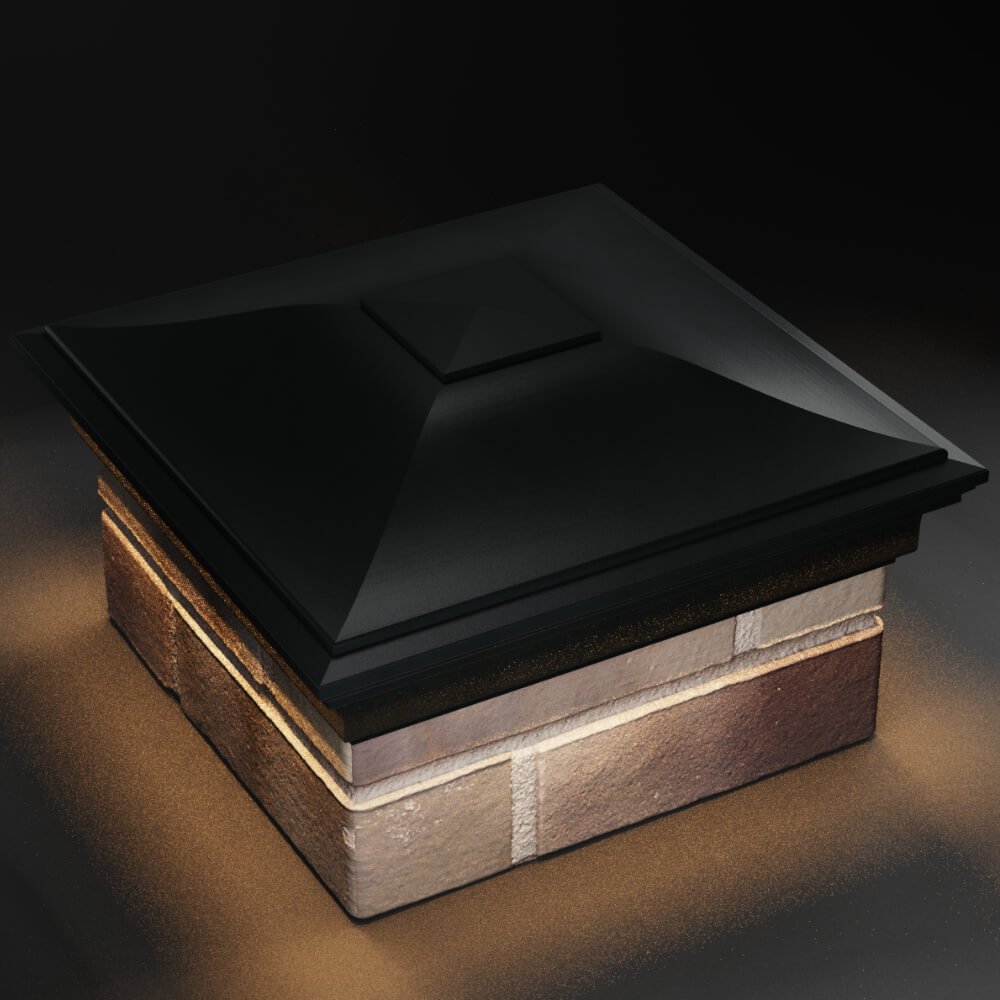 Колпак Zking Монблан Черный на столб 1.5х1.5 кирпича (385х385мм) с подсветкой в Белгороде фото