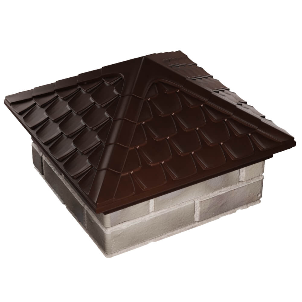 Колпак Zking Эльбрус Коричневый на столб 1.5х1.5 кирпича (385х385мм) в Белгороде фото