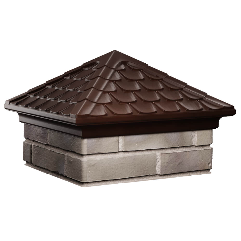 Колпак Zking Эльбрус Коричневый на столб 1.5х1.5 кирпича (385х385мм) в Белгороде фото