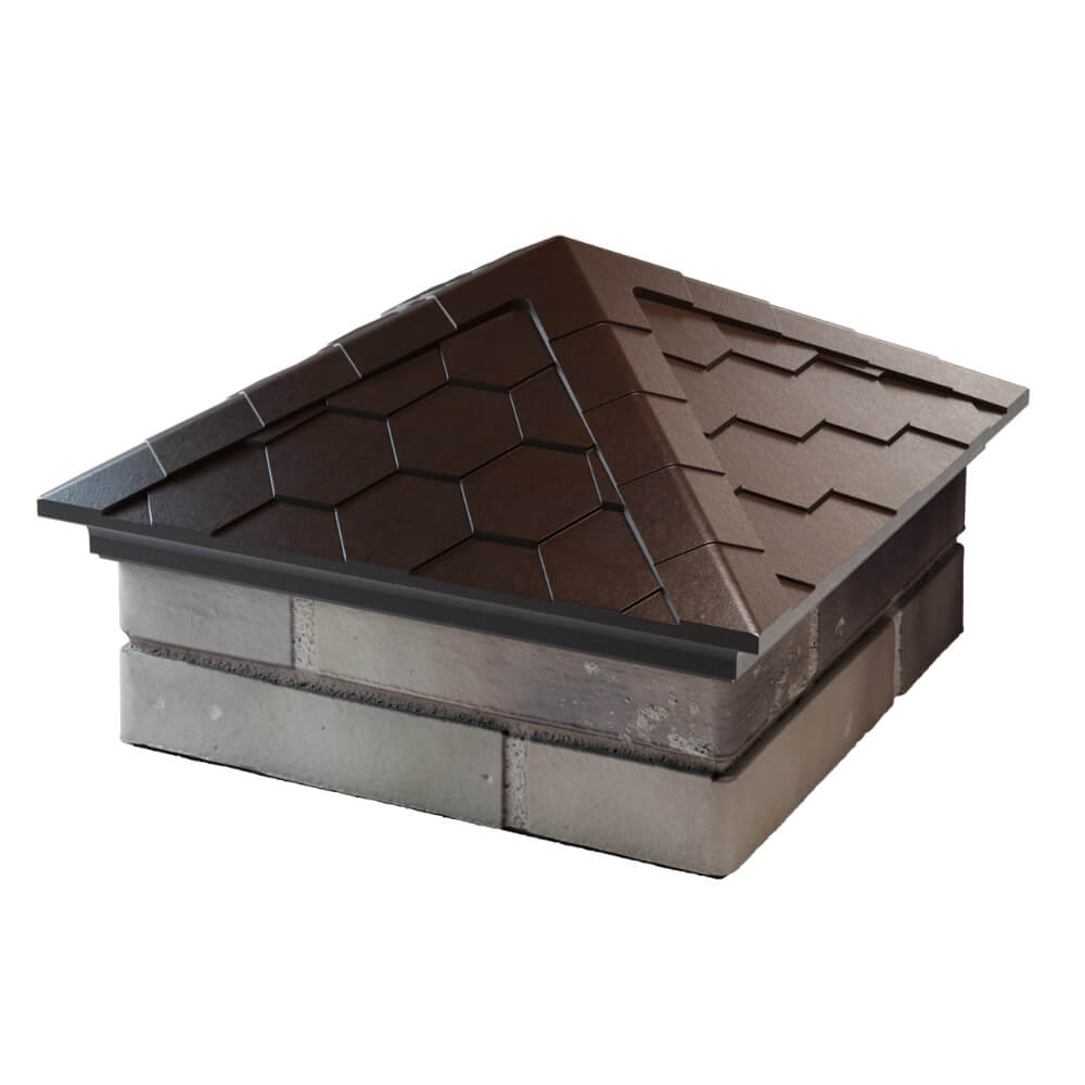 Колпак Zking Эверест Коричневый на столб 1.5х1.5 кирпича (390х390мм) в Белгороде фото