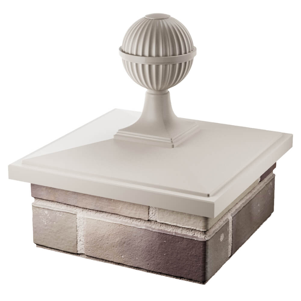 Колпак Zking БонаМоно Бежевый с шаром на столб 1.5х1.5 кирпича (385х385, 400х400мм) в сборе в Белгороде фото